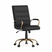 Flash Furniture Black Leather Gold Frame Mid-Back Chair GO-2286M-BK-GLD-GG